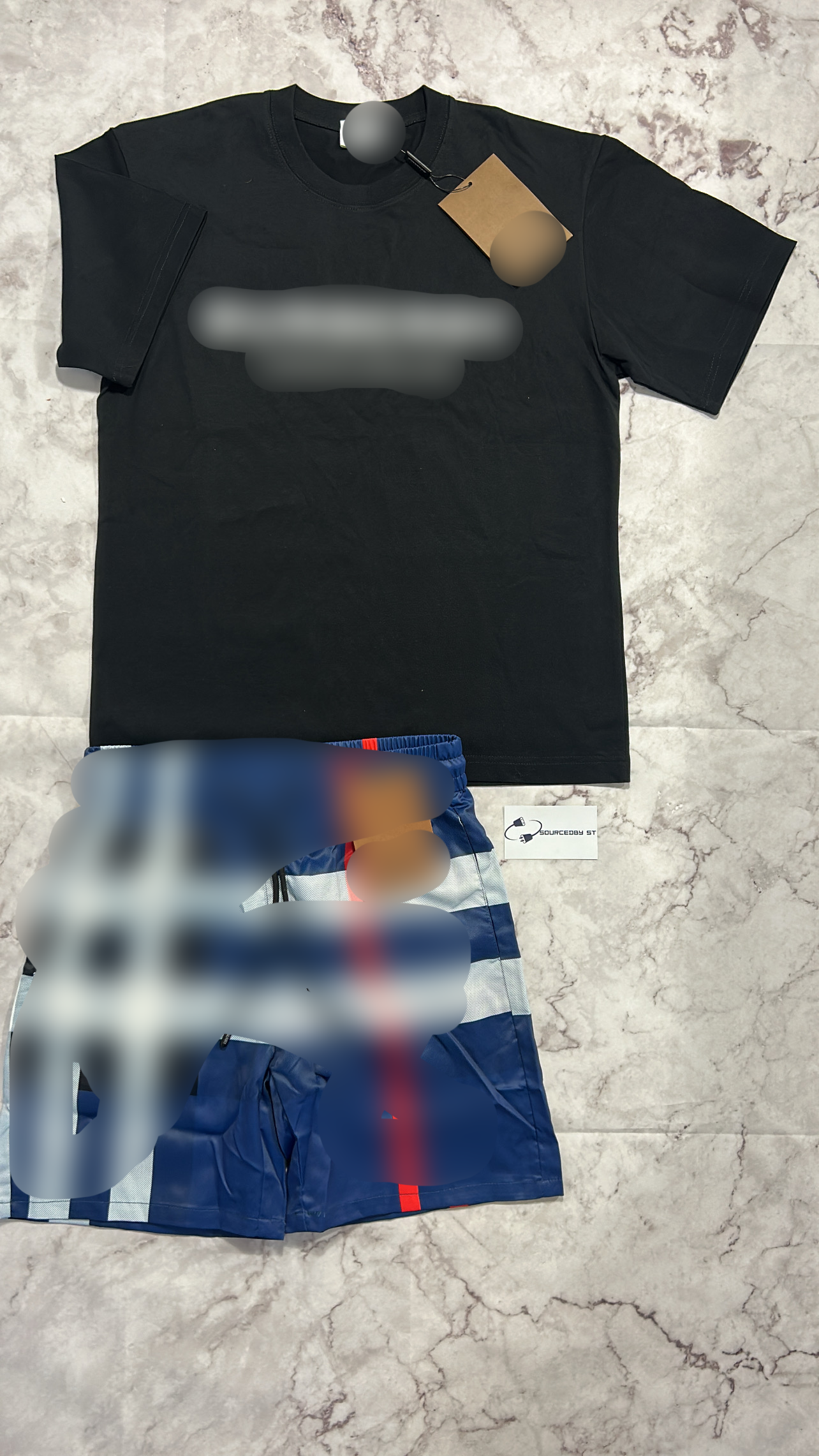 BB Shorts + Tee Shirt Set Mens BLUE/BLACK